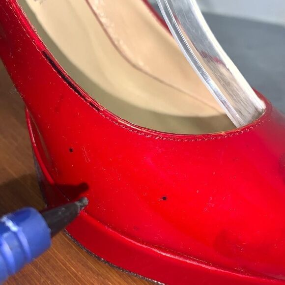 Jimmy Choo Patent Leather Slingback Pumps Heels Sandals Red Women’s size 38.5 - Picture 14 of 16